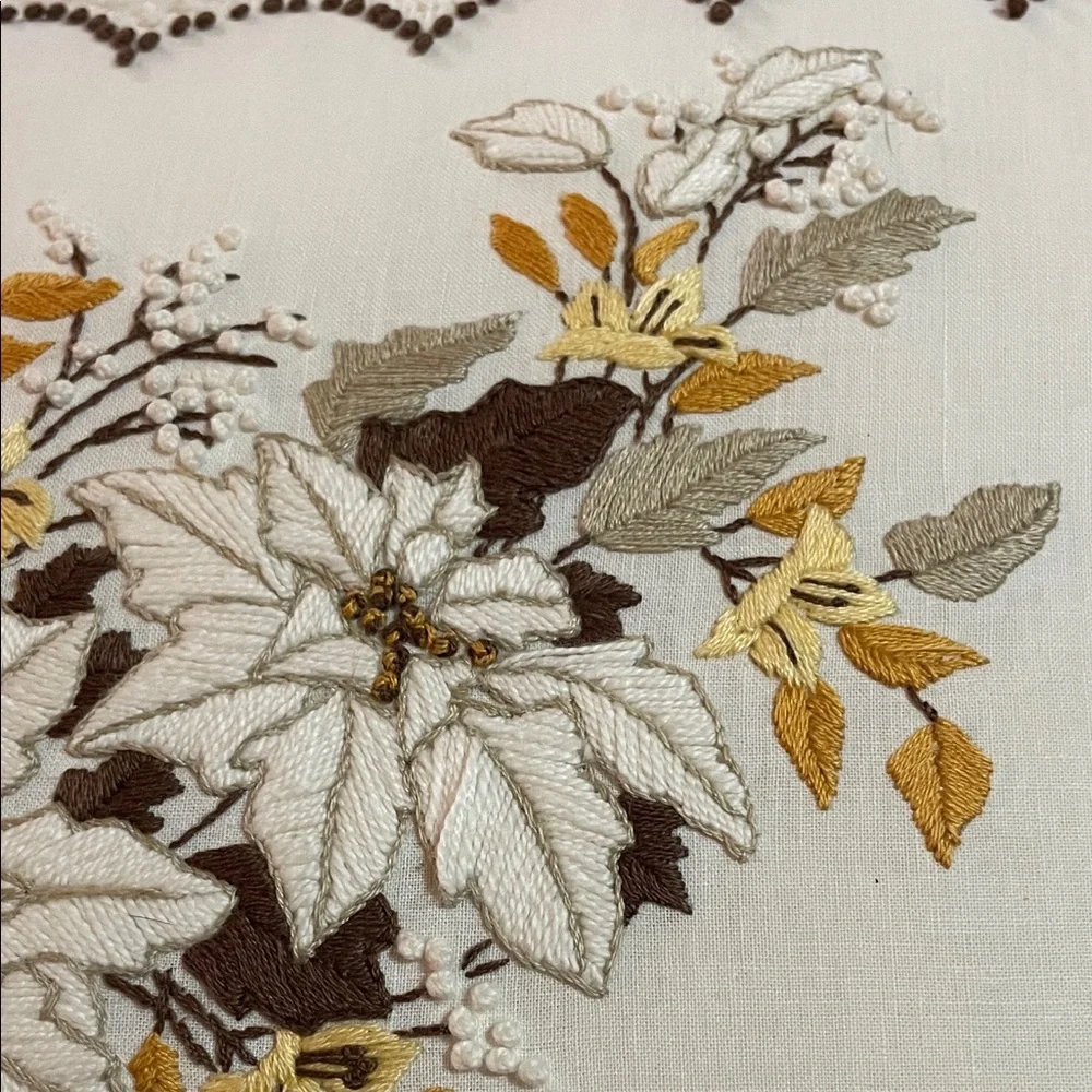 Vintage Floral Embroidered Pillow
